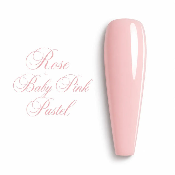 Capsule d’ongle ballerine Rose Baby Pink Pastel, teinte rose laiteuse douce et lumineuse, finition ultra brillante effet gel UV, visuel nuancier professionnel pour vernis semi-permanent Beauty Distribution.