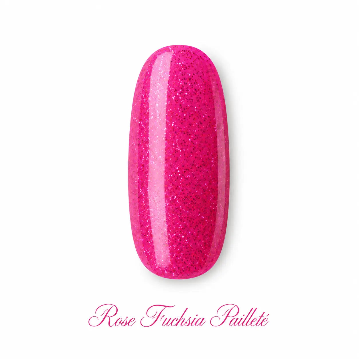 Capsule ongle Rose Fuchsia Pailleté glossy Beauty Distribution, vernis gel UV LED rose fuchsia scintillant avec fines paillettes, idéal pour manucure glamour, nail art professionnel et pose onglerie tendance.