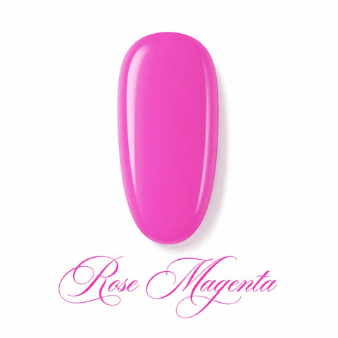 Vernis gel Rose Magenta Beauty Distribution, teinte rose magenta intense sur capsule glossy, finition brillante effet gel professionnel pour manucure féminine, moderne et élégante.