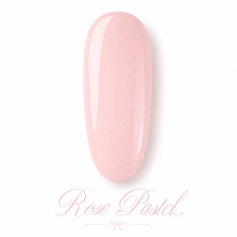 Vernis gel Rose Pastel Beauty Distribution, teinte rose clair douce effet glossy, capsule couleur sur fond blanc pour manucure professionnelle UV/LED.
