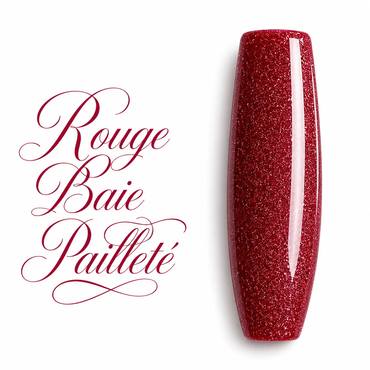 
Rouge Baie Pailleté  présenté sur une capsule d’ongle ballerine longue avec finition ultra brillante. Cette teinte rouge baie intense est sublimée par de fines paillettes scintillantes aux reflets multidimensionnels, offrant un effet lumineux, élégant et glamour. Idéal pour les poses d’ongles en gel UV, vernis semi-permanent, gainage, extensions, nail art et manucures professionnelles. 