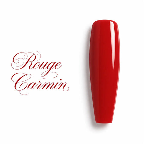 Capsule ballerine longue Rouge Carmin ultra brillante, nuancier de vernis gel UV LED et semi-permanent professionnel Beauty Distribution sur fond blanc premium.