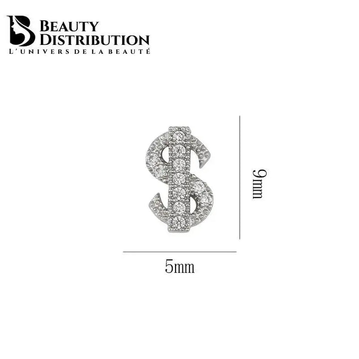 3 Bijoux Dollar Silver pour ongles à strass Beauty Distribution