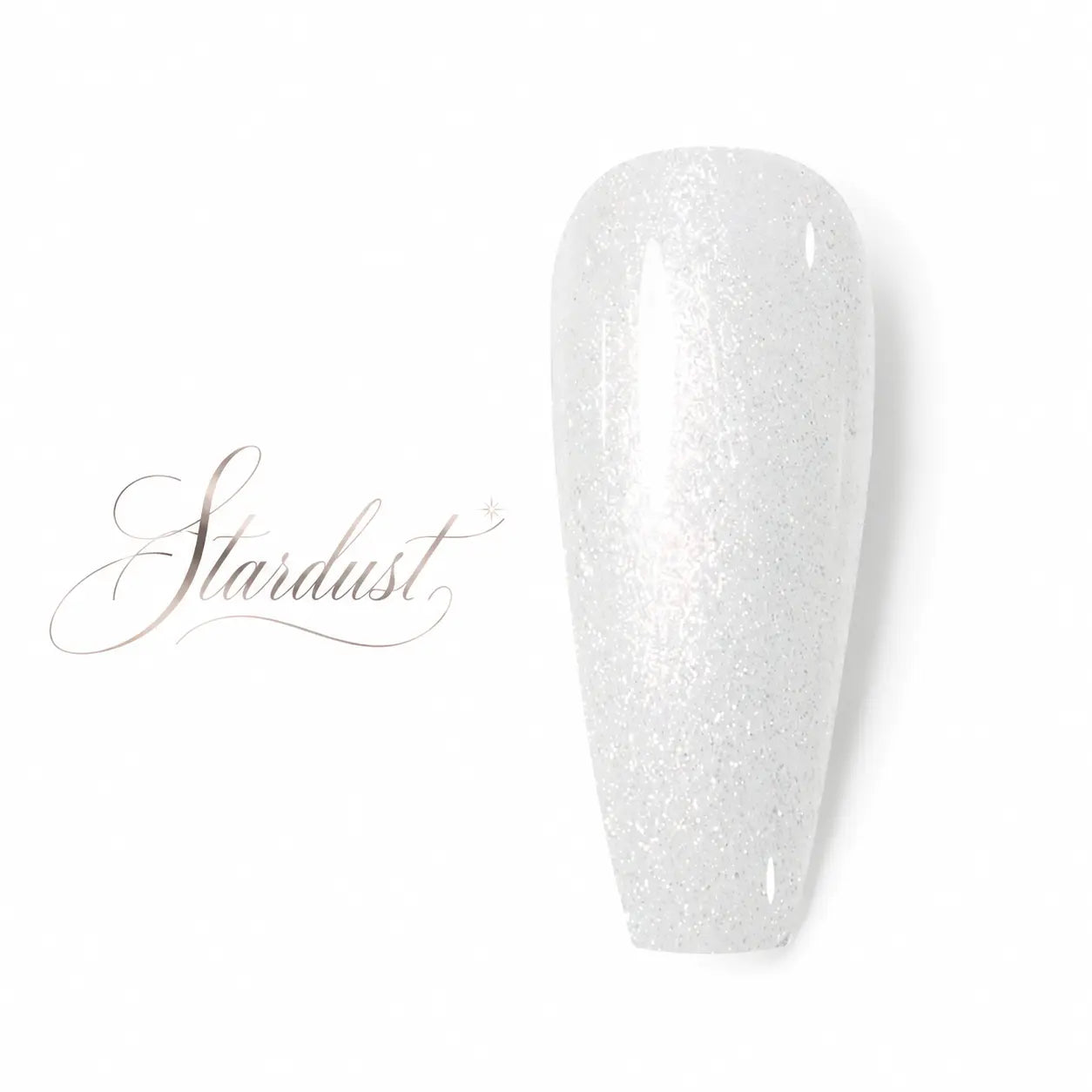 Stardust GL61 Beauty Distribution, vernis gel semi-permanent blanc pailleté effet diamant, finition glossy scintillante, packshot luxe sur fond blanc pour manucure professionnelle.