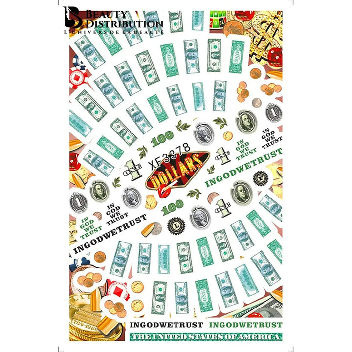 Stickers Ongles Dollars - Nail Art Luxe & Casino | Qualité Pro 2026