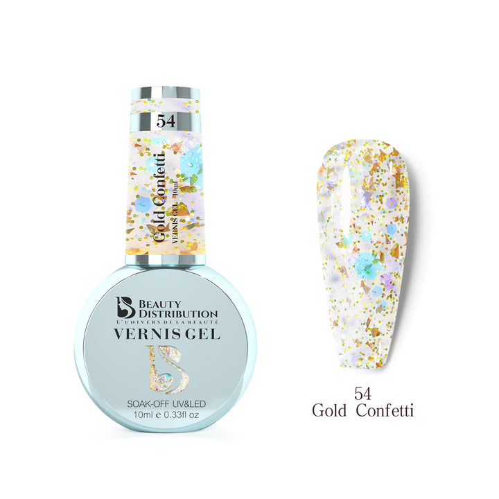 Vernis Gel Semi-Permanent  54 Gold Confetti