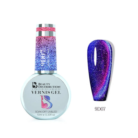 Vernis Semi-Permanent 9D07  Galaxie Bleu-Violet Intense