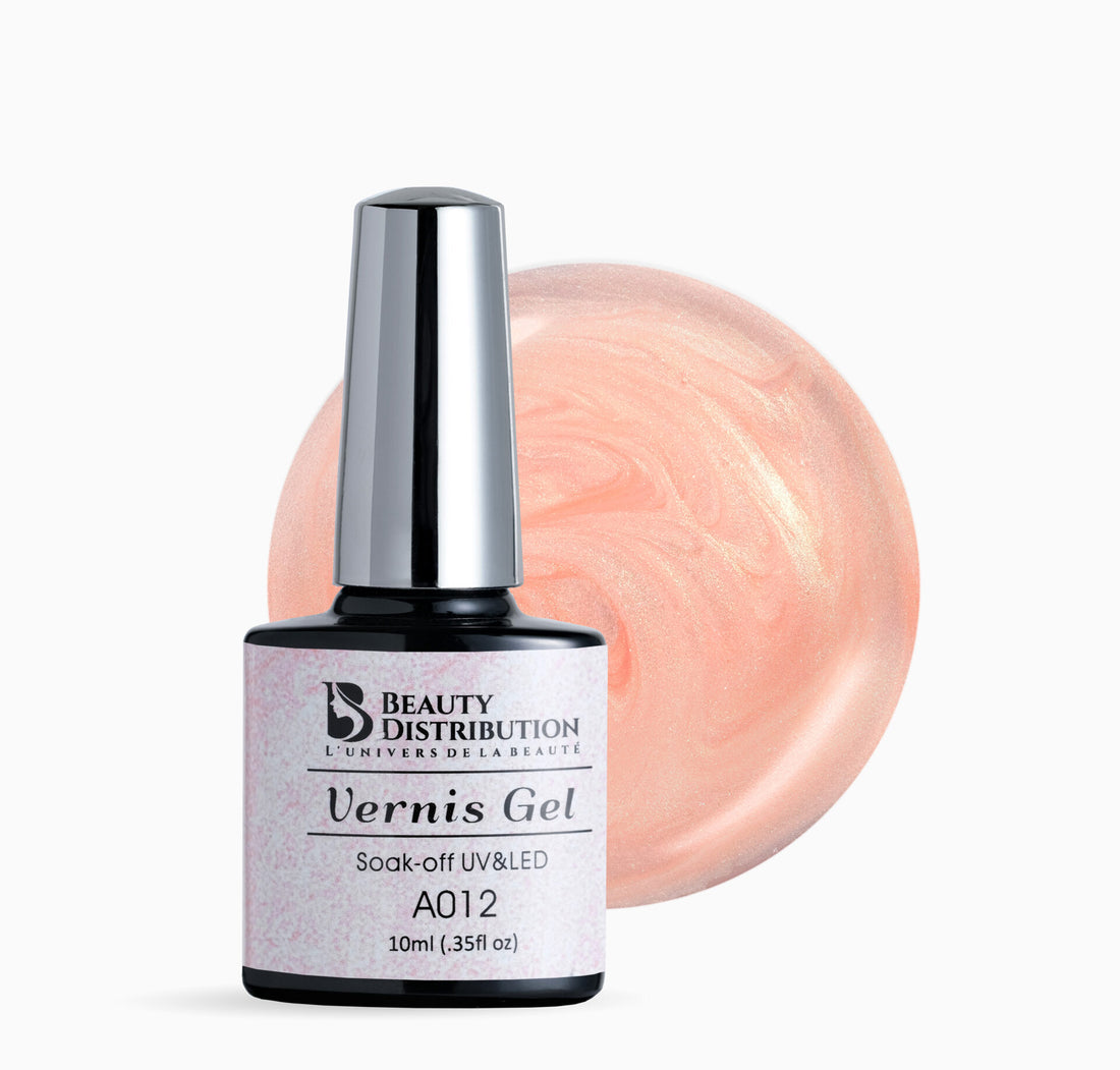 Vernis Semi-Permanent A012 Nude Irisé &amp; Éclat Nacré