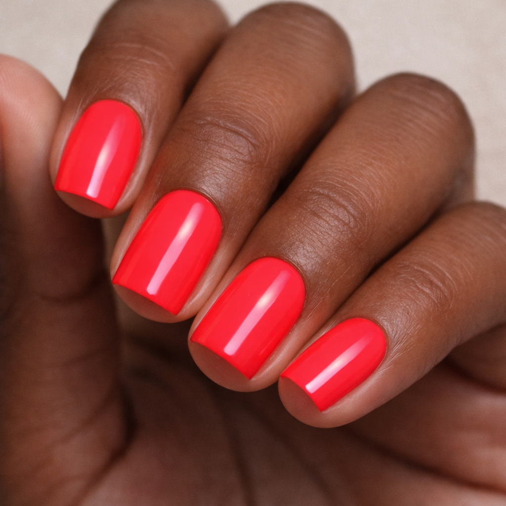 Vernis Semi-Permanent A042 – Rouge Corail Néon 