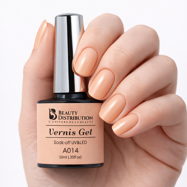 Vernis Semi-Permanent Gel UV LED A014 La Douceur d'un Nude Pêche Velouté