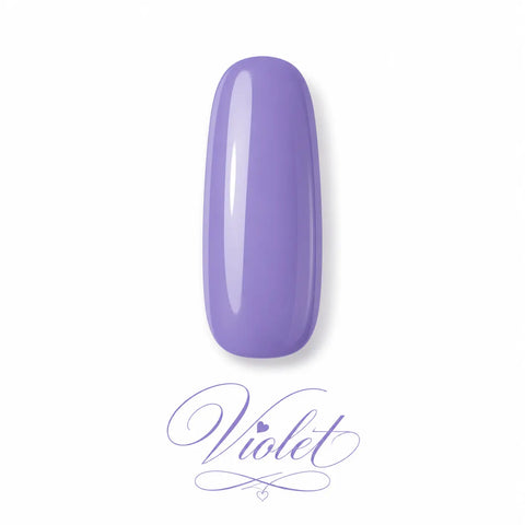Vernis gel Violet Beauty Distribution, teinte violet lavande glossy sur capsule professionnelle, finition brillante effet gel pour manucure douce, féminine et élégante.