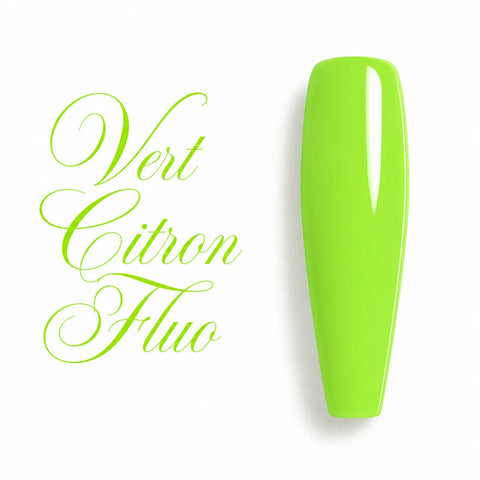 Capsule d’ongle ballerine Vert Citron Fluo ultra brillante, nuancier de vernis gel UV LED néon pour manucure professionnelle et prothésiste ongulaire