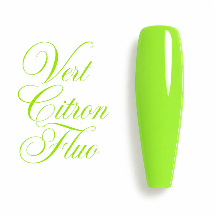 Capsule d’ongle ballerine Vert Citron Fluo ultra brillante, nuancier de vernis gel UV LED néon pour manucure professionnelle et prothésiste ongulaire