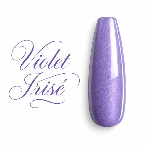 Capsule d’ongle ballerine longue Violet Irisé, finition brillante et nacrée, nuancier professionnel pour vernis semi-permanent et gel UV.