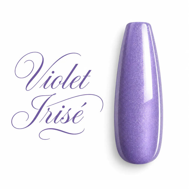 Capsule d’ongle ballerine longue Violet Irisé, finition brillante et nacrée, nuancier professionnel pour vernis semi-permanent et gel UV.