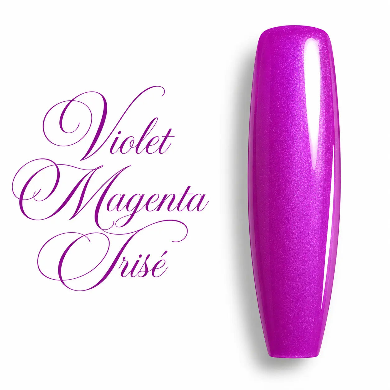

Vernis semi-permanent UV LED Violet Magenta Irisé Beauty Distribution sur capsule ballerine longue. Couleur violet magenta intense aux reflets irisés lumineux, finition ultra brillante effet gel professionnel. Idéal pour la pose d'ongles en gel UV, gainage, manucure semi-permanente et nail art longue tenue.
