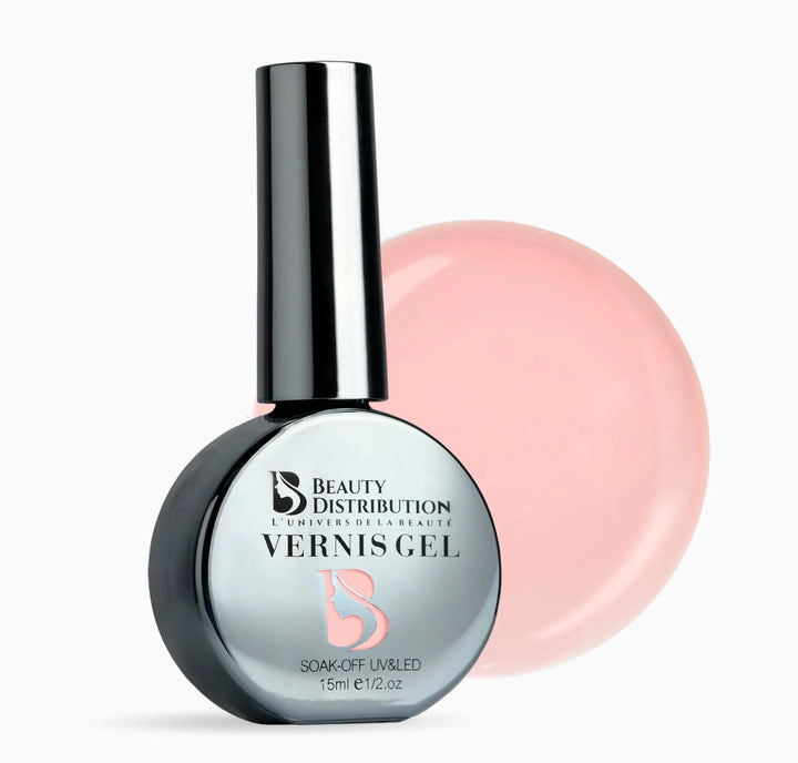 Vernis Semi-Permanent Gel UV LED 10ml – Teinte B411 Rose Nude Pastel Beauty Distribution