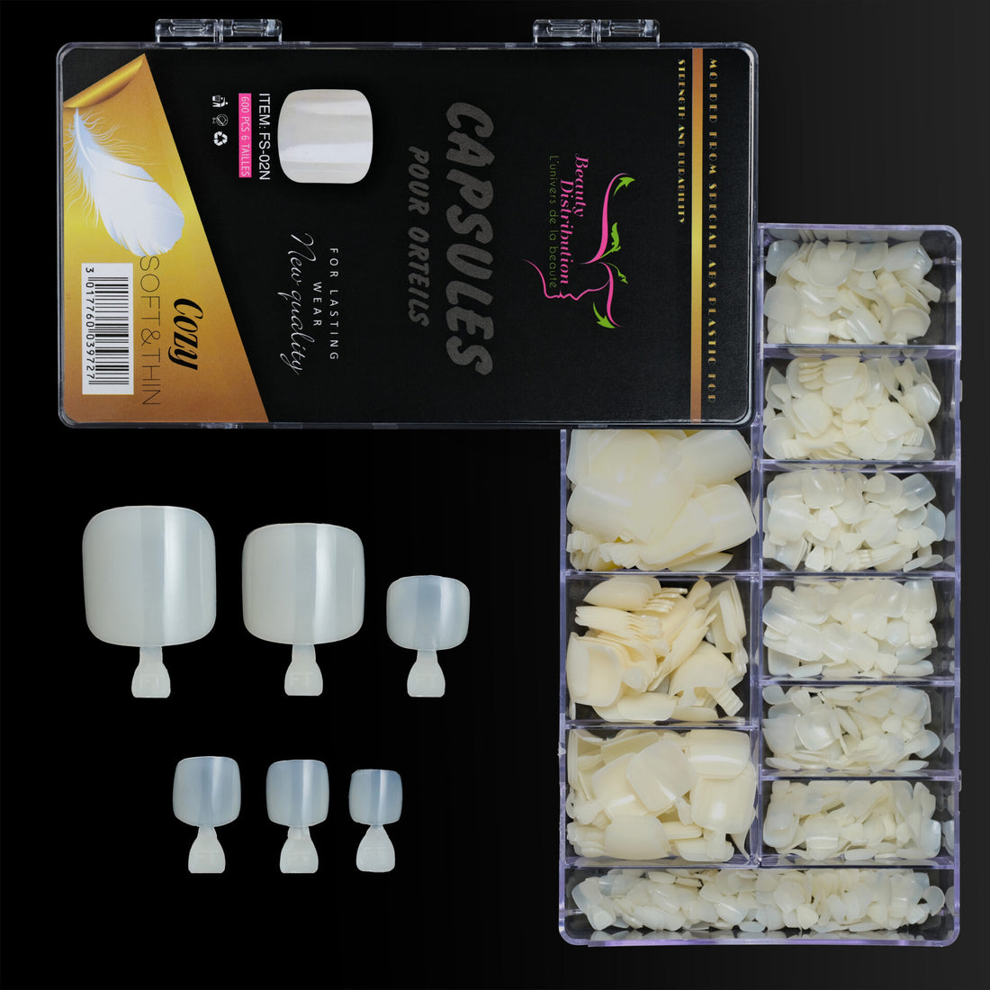 Capsules Gummy tips pour les pieds 600 pcs - 6 tailles