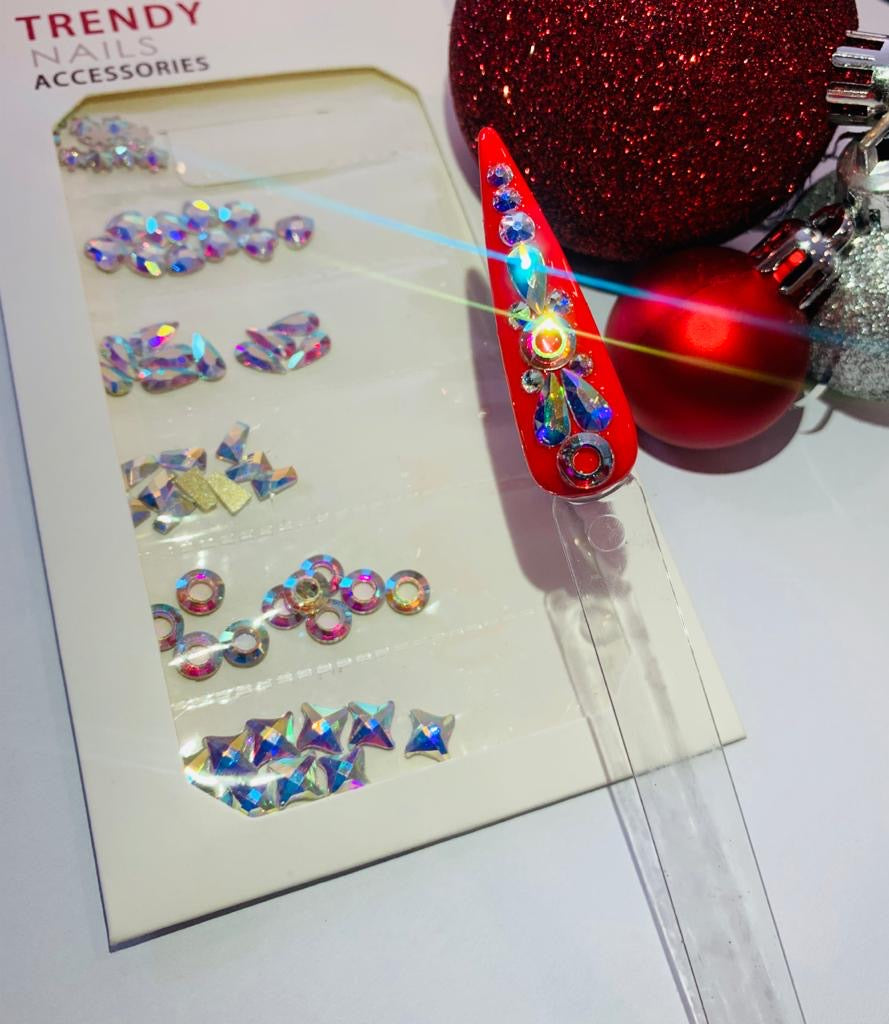 Nail art rhinestones: holographic mix