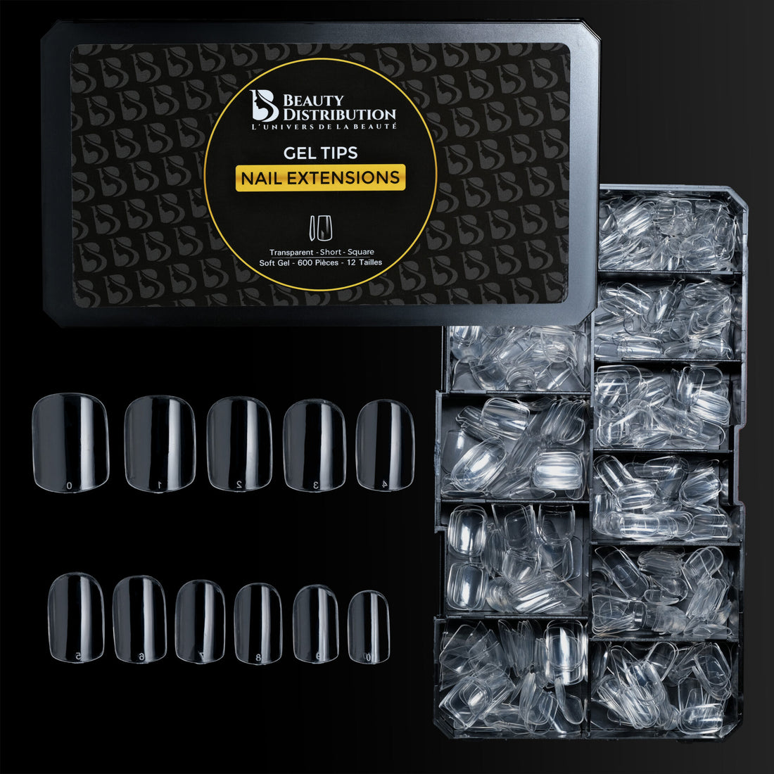 CAPSULES GEL-X Clear CARRE COURT 12 TAILLES 600 pcs