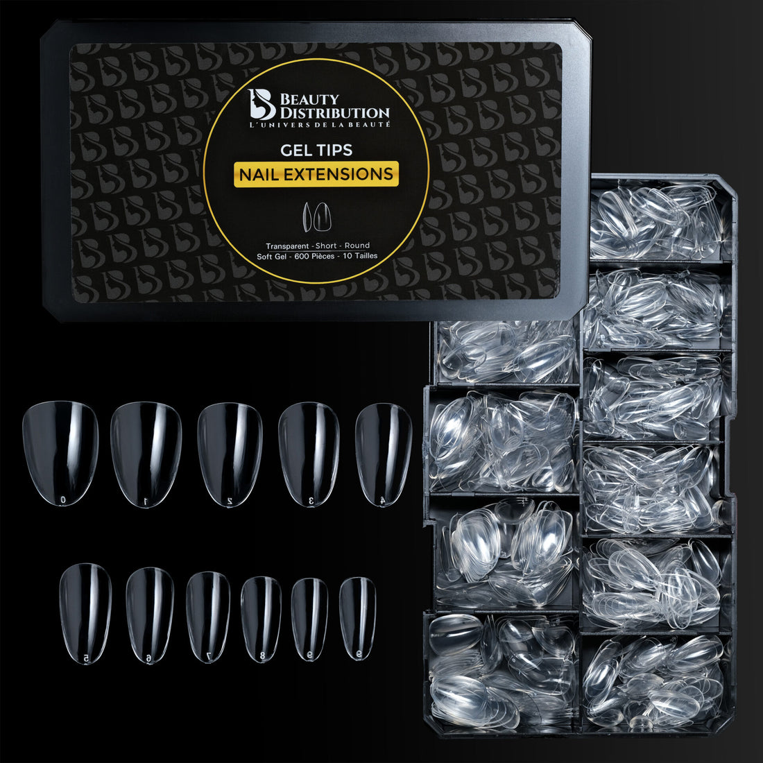 CAPSULES GEL-X ROUND COURT 12 TAILLES 600 pcs