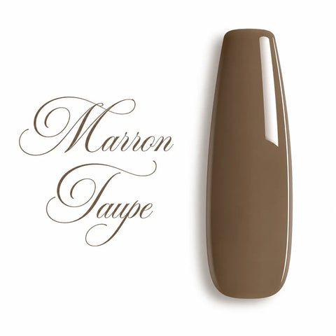 Capsule d’ongle ballerine Marron Taupe ultra brillante, nuancier professionnel de vernis gel UV et semi-permanent pour prothésiste ongulaire.