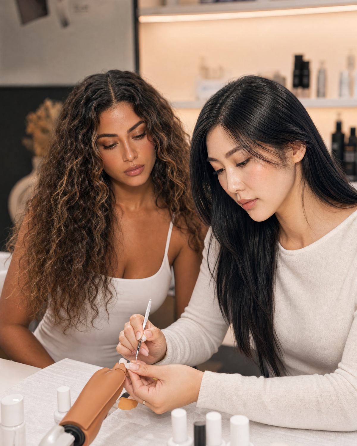 Apprentissage du travail au pinceau sur les ongles