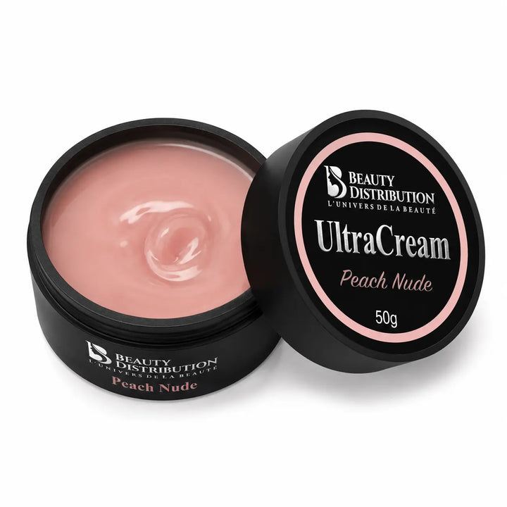 Gel de construction monophase Ultra Cream Peach Nude Beauty Distribution, gel UV LED couleur pêche  nude sans limage pour chablon, popits, kapping et renforcement des ongles naturels
