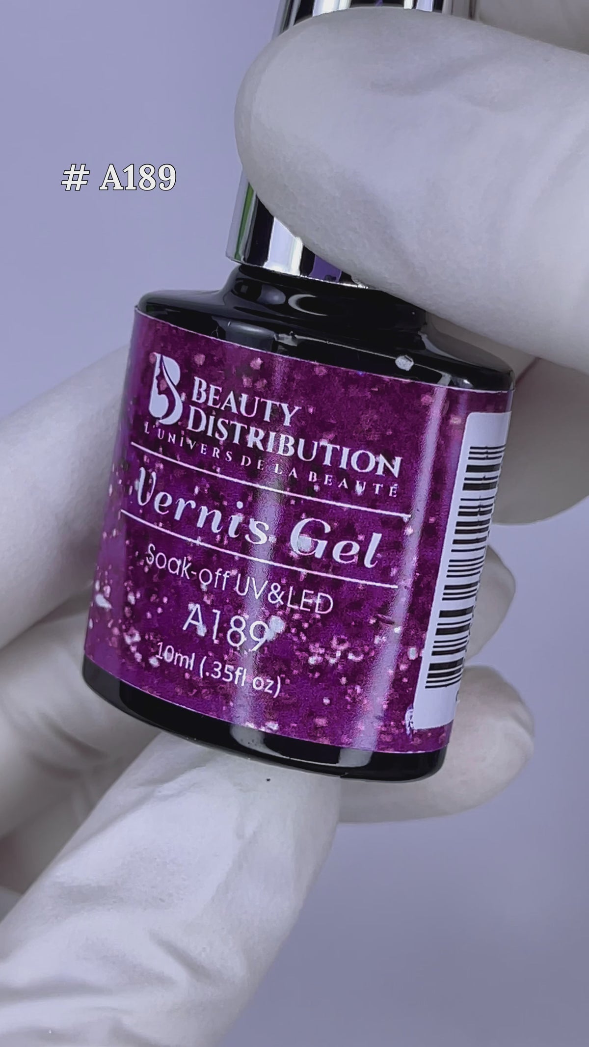 Présentation vidéo — Vernis semi-permanent Violet Cosmic Purple Glitter A189