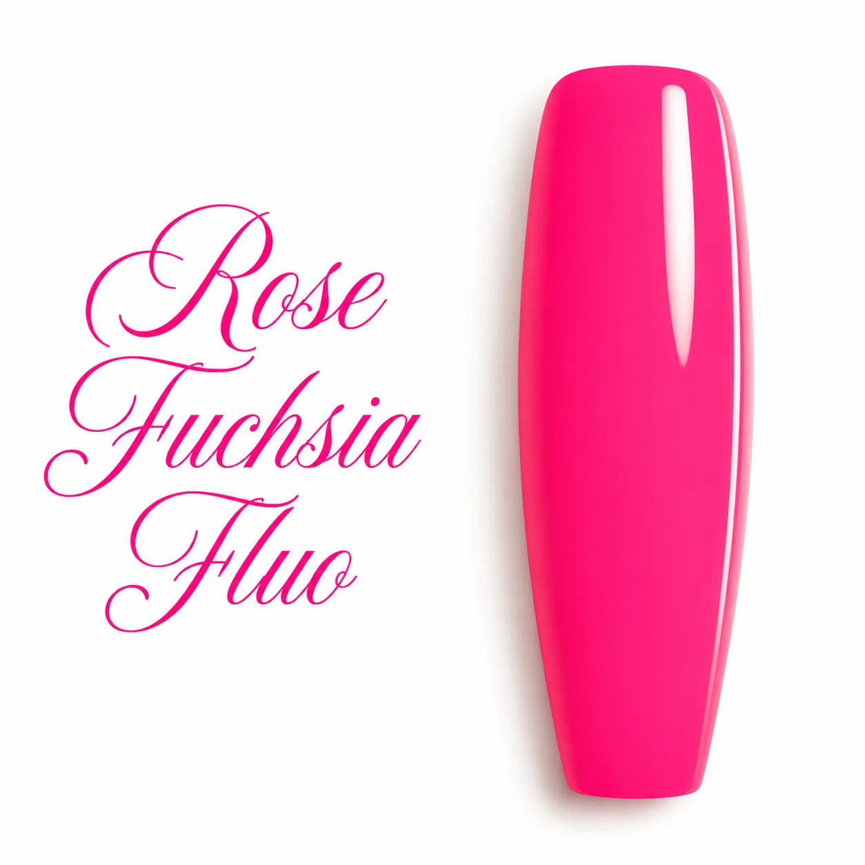 Capsule d’ongle ballerine longue Rose Fuchsia Fluo, vernis semi-permanent et gel UV rose néon ultra brillant pour manucure professionnelle.