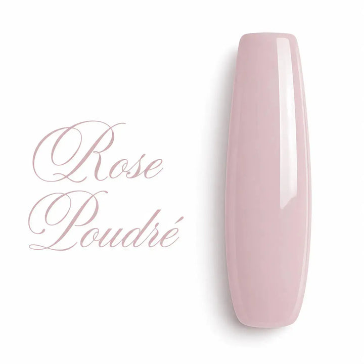 Capsule nuancier Rose Poudré au fini glossy, teinte rose laiteux pastel douce et lumineuse, idéale pour vernis semi-permanent, gel UV LED et manucure professionnelle Beauty Distribution.