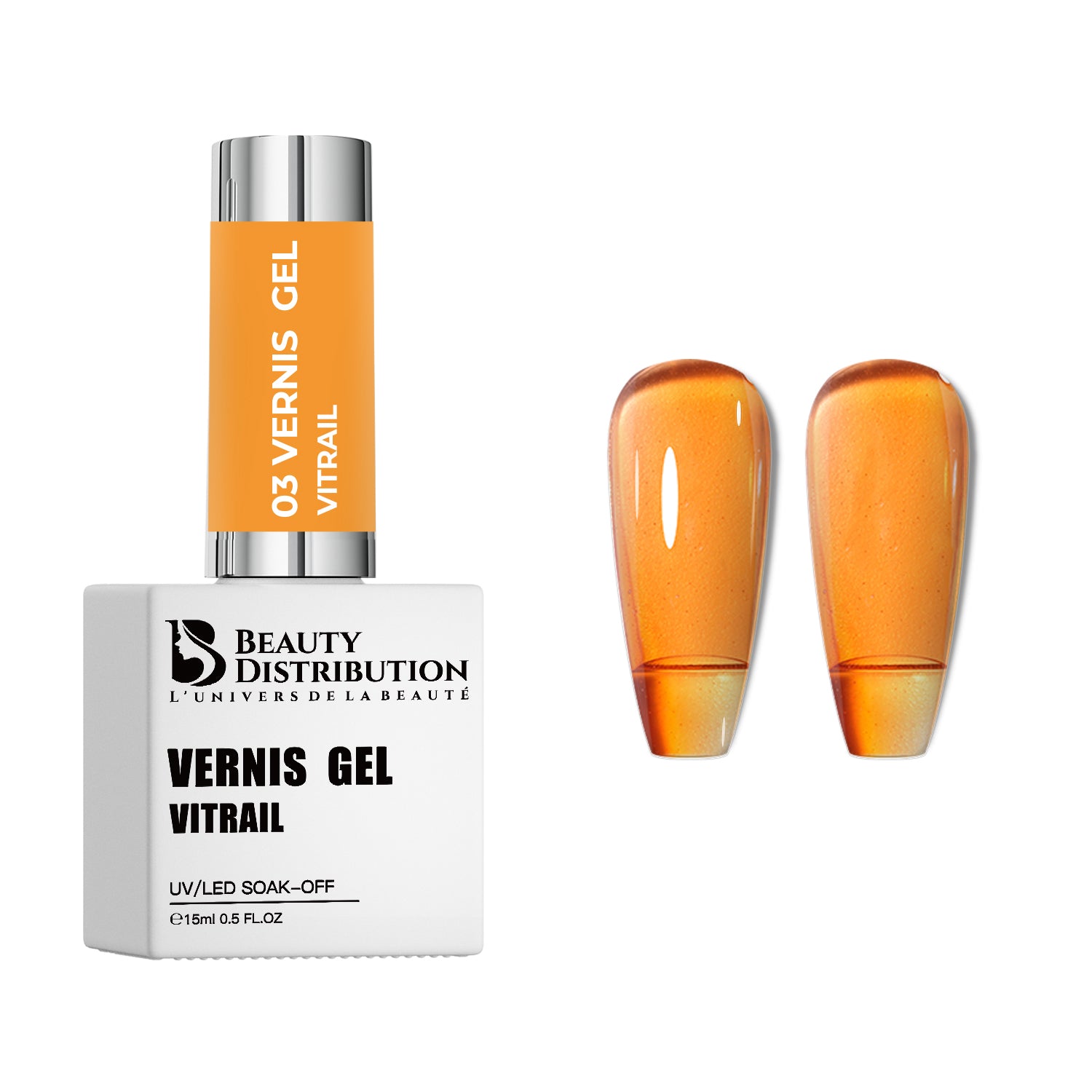 Vernis Gel UV/LED Vitrail Orange N°03