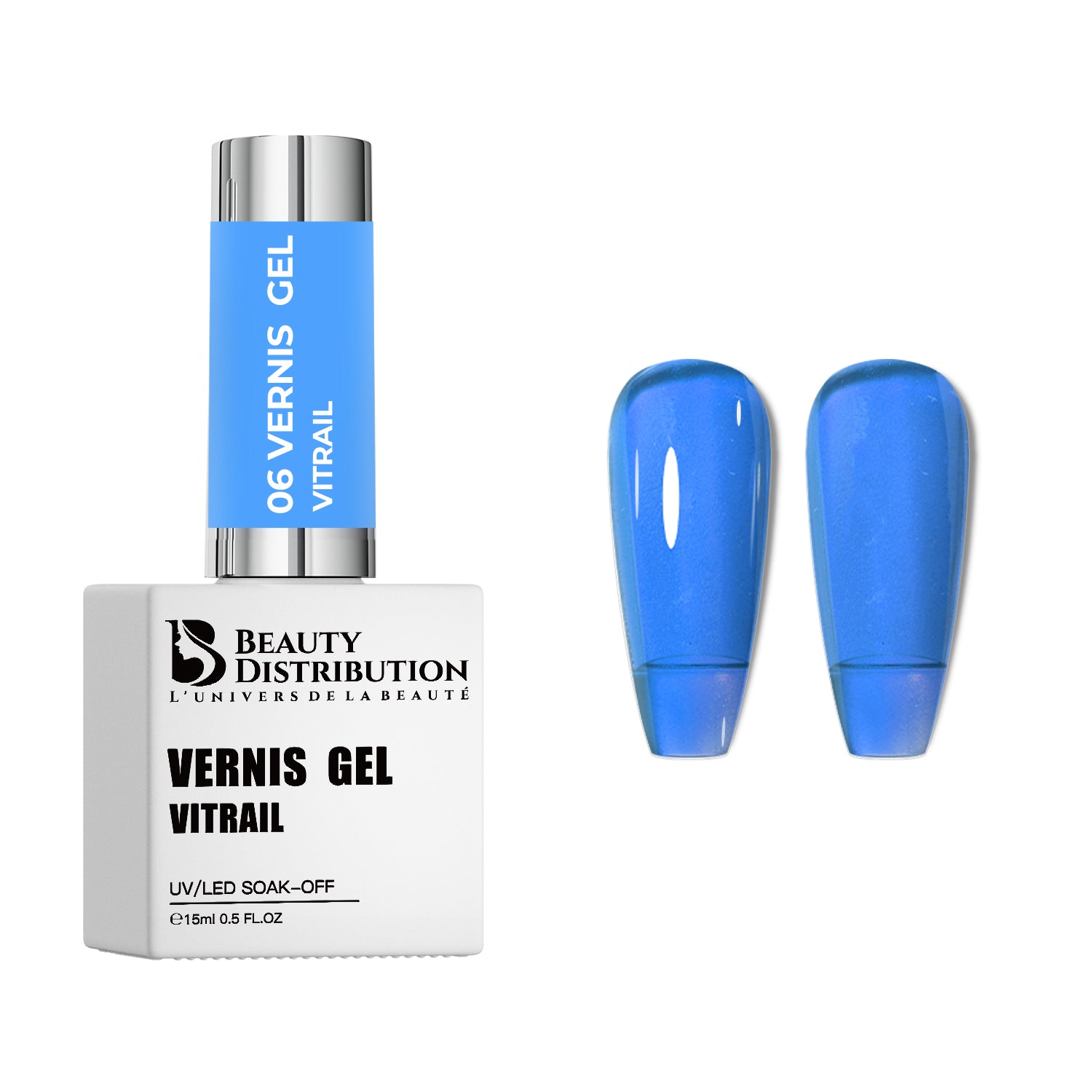 Vernis Gel UV/LED Vitrail Bleu Ciel Translucide N°06