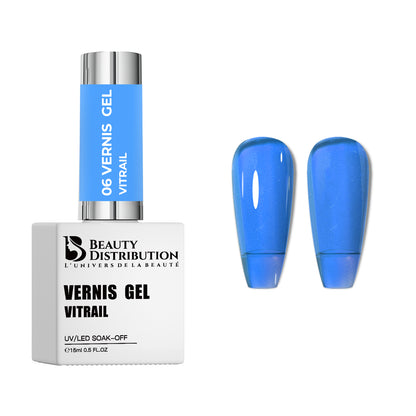 Vernis Gel UV/LED Vitrail Bleu Ciel Translucide N°06