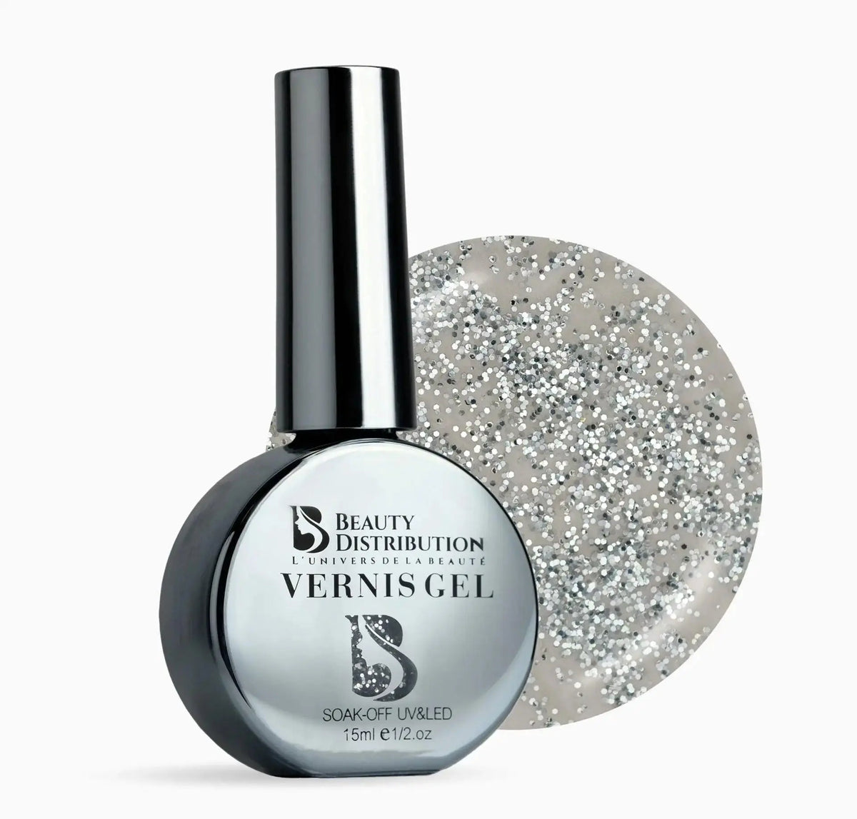 Vernis Semi-Permanent XP1222 – Argent Scintillant Glitter Beauty Distribution
